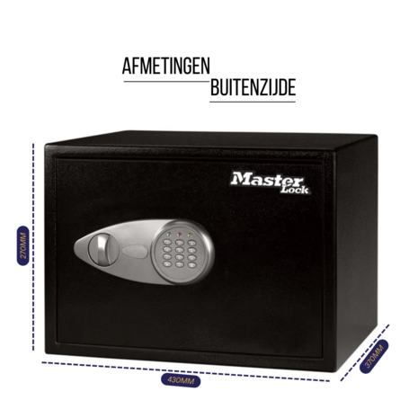 Masterlock X125ML Grote kluis met digitale combinatie - Afmetingen buitenzijde