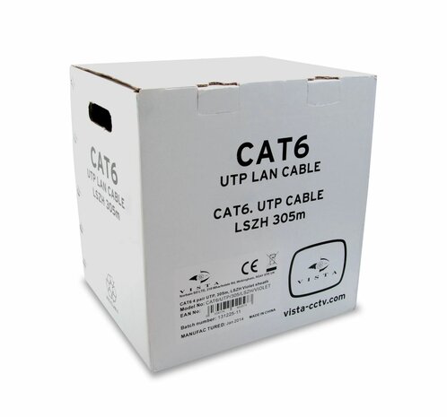 Speciale UTP Camerabewaking kabel - Vista Cat 6 paars - 305m in de doos