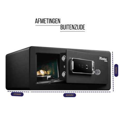 Masterlock LX110BEURHRO laptop kluis - afmetingen buitenzijde