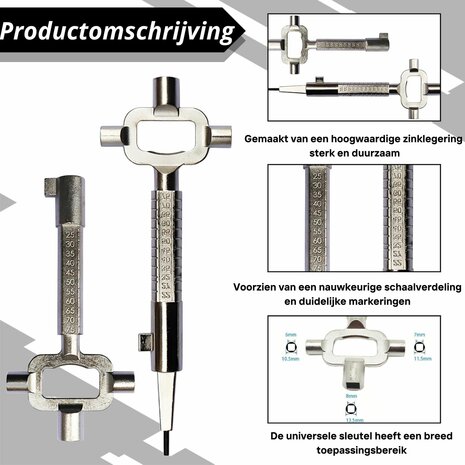 Bouwsleutel - Universele Sloten Multitool - 2 Stuks productomschrijving
