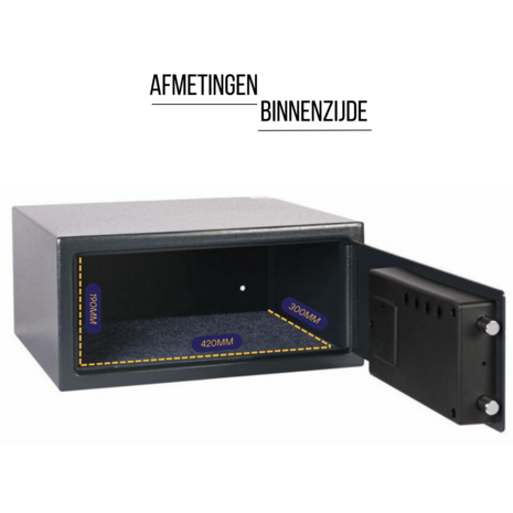 Chubbsafes Air 25EL - laptop kluis elektronisch - afmetingen binnenzijde