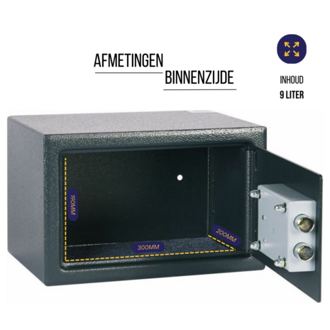Lips Kluis - Kluis met Sleutel - Chubbsafes Air 10KL - Afmetingen binnenzijde 