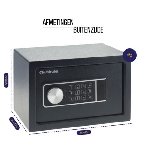 Lips Elektronische Kluis Chubbsafes Air 10EL - Afmetingen buitenzijde