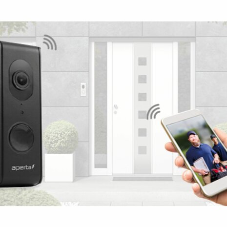 Aperta draadloze video deurbel -&nbsp;Wi-Fi deurbel met camera en app kleur zwart - APWIFIDSBLK2 unique selling point