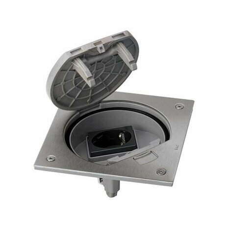 Simon stopcontact vloerdoos set voor verhoogde vloer IP66 - SIM/KGE170TF/23 + SIM/KSE1/23/72 vooraanzicht