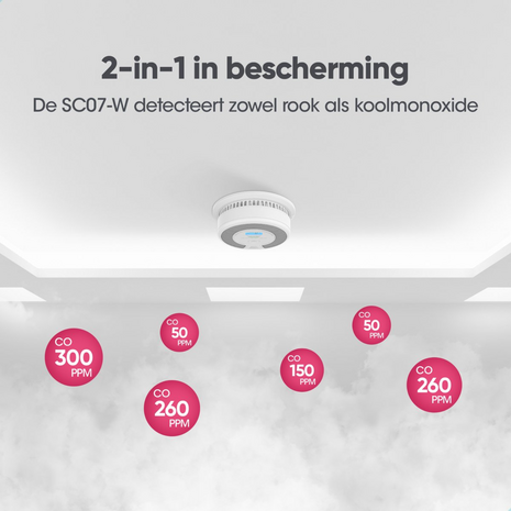 X-Sense SC07-W Combimelder - Draadloos Koppelbaar - 10 Jaar Batterij - 2-in-1 bescherming