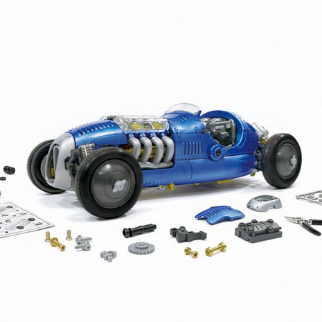 Retro Racewagen Bouwpakket met Werkende V8 Motor - 233-delige STEM Kit
