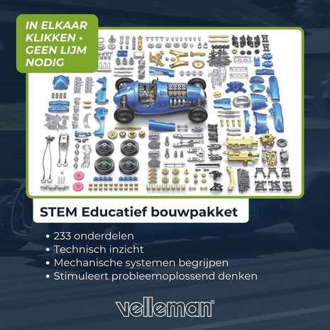 Retro Racewagen Bouwpakket met Werkende V8 Motor - 299-delige STEM Kit - 299-delig