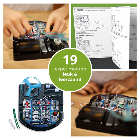 Schakelset Elektronisch 18-in-1 voor Kinderen - Met LED, Ventilator en Geluid - 19 Experimenten