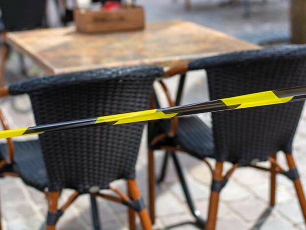 Afzetlint op Haspel - 100 Meter Zwart/Geel - Herbruikbaar Signalisatielint voor Afzettingen, Evenementen en Bouwplaatsen - Om t