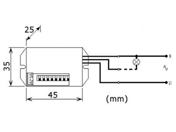 PIR Mini Inbouw Bewegingssensor - Wit Mini Bewegingsmelder voor LED 100&deg; - Afmetingen