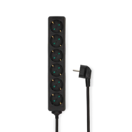 Nedis Stekkerdoos 6-voudig met Randaarde - Zwart 1.5m - Type F - 3680W