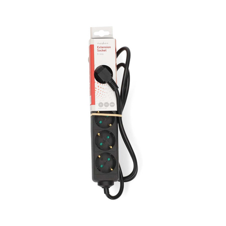 Nedis Stekkerdoos 6-voudig met Randaarde - Zwart 1.5m - Type F - 3680W - Verpakking