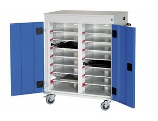 16-vaks laptopkar met stroomvoorziening