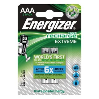 Oplaadbare Energizer NiMH batterij AAA 1.2 V Extreme 800 mAh, 2 stuks