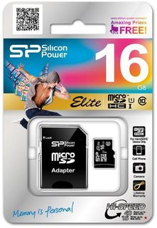 Silicon Power MicroSD card, Elite 16GB SP016GBSTHBU1V20SP