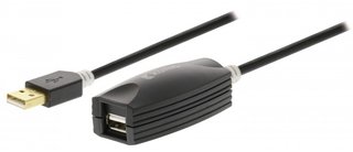 Actieve USB 2.0 Verlengkabel USB A Male - USB A Female 10m Antraciet