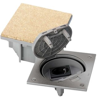 Simon stopcontact vloerdoos set voor cementdekvloer IP66, SIM-KGE170-23 + SIM-KSE1-23-72