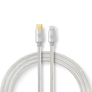 Nedis, Apple USB telefoonlader CCTB39650AL20, kleur aluminium, 2 meter