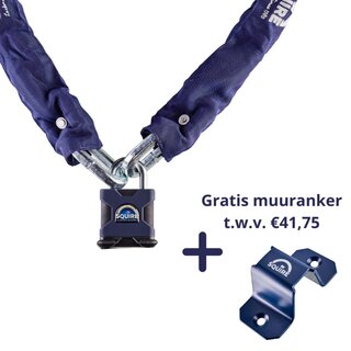 E-Bike fietsslot met 1500mm ketting, Squire SS50S/G5 incl. muuranker 