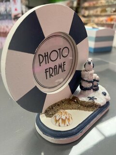 Fotolijst | Decoratie | Fotolijsten | Decoratie Woonkamer | Fotolijstje | Beach | Rond | 7 cm | Blauw/Wit