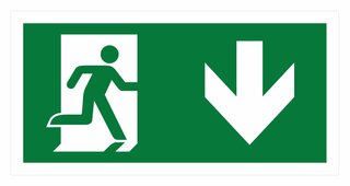 Stickers | Pictogrammen | Pictogram | Sticker Nooduitgang | 32 x 16 cm | Beneden