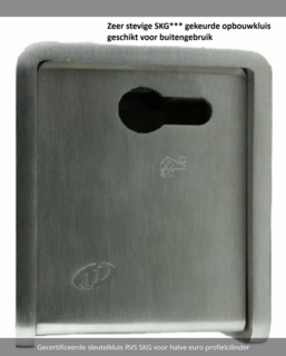 Gecertificeerde sleutelkluis RVS, SKG voor halve euro profielcilinder