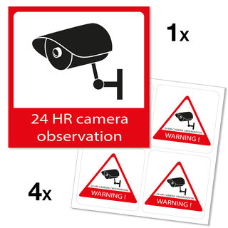 Alecto AWS-05 Raamstickers Camerabewaking - Set van 5 Waarschuwingsstickers voor Optimale Inbraakpreventie