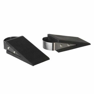 Deurstopper Set van 2 - Rubberen vloer deurwiggen met RVS Handgreep - TL74061