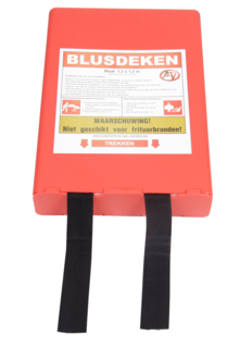 Blusdeken in Hardbox - enkelaags branddeken - 120 x 120 cm 